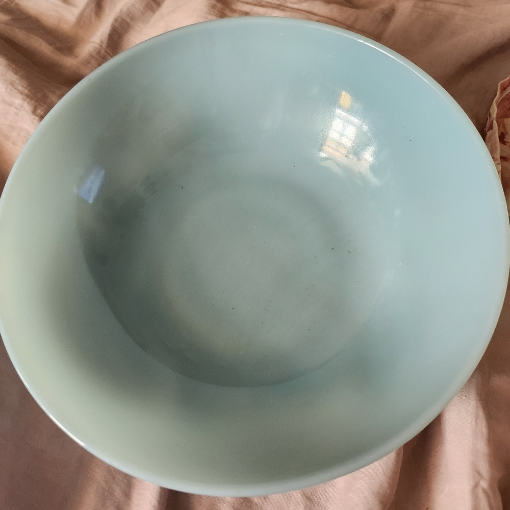 Mid Century Fire King ware turquoise blue Dephite bowl